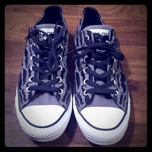 Fuzzy mustache converse shoes
